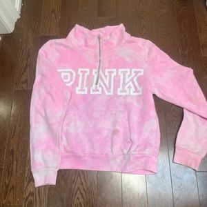 PINK Victoria secret quarter zip pink  tie dye with with